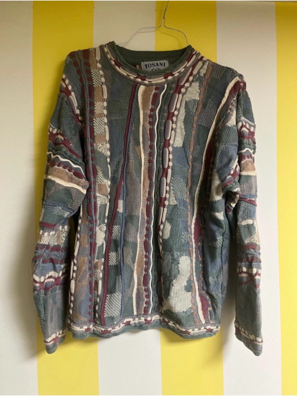 Vintage Tosani 3D Knit Sweater Coogi Style - sz L